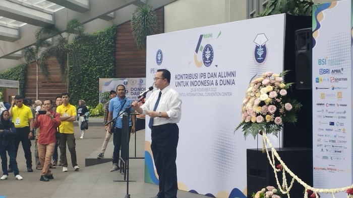 Rektor IPB Arif Satria di Sentul, Bogor, Jabar pada Sabtu (25/11/2023).