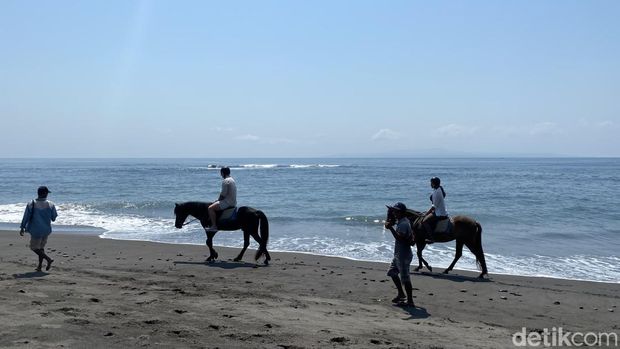 Suasana berkuda di Bali Horse Riding, Pantai Saba, Gianyar, Bali, beberapa waktu lalu. (Indah Dwi Hastuti-detikBali)