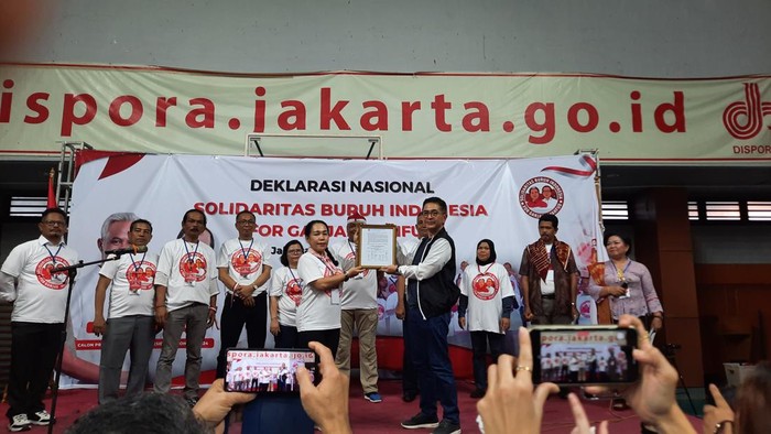 Massa buruh deklarasikan dukungan untuk Ganjar (Annisa/detikcom)