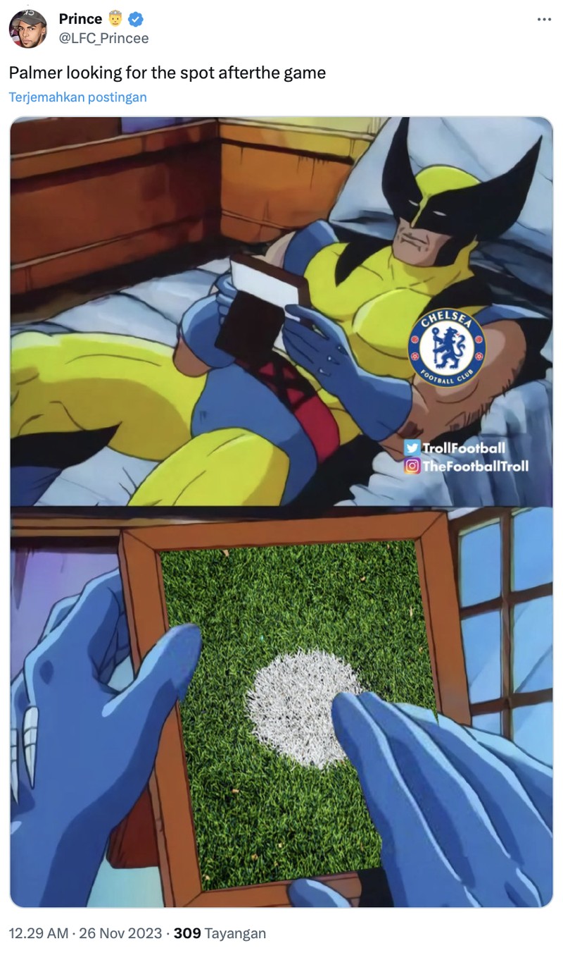 Meme Chelsea dikalahkan Newcastle United dalam laga lanjutan Liga Inggris.