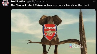 Meme Gajah Muncul Lagi Usai Arsenal ke Puncak Klasemen Liga Inggris