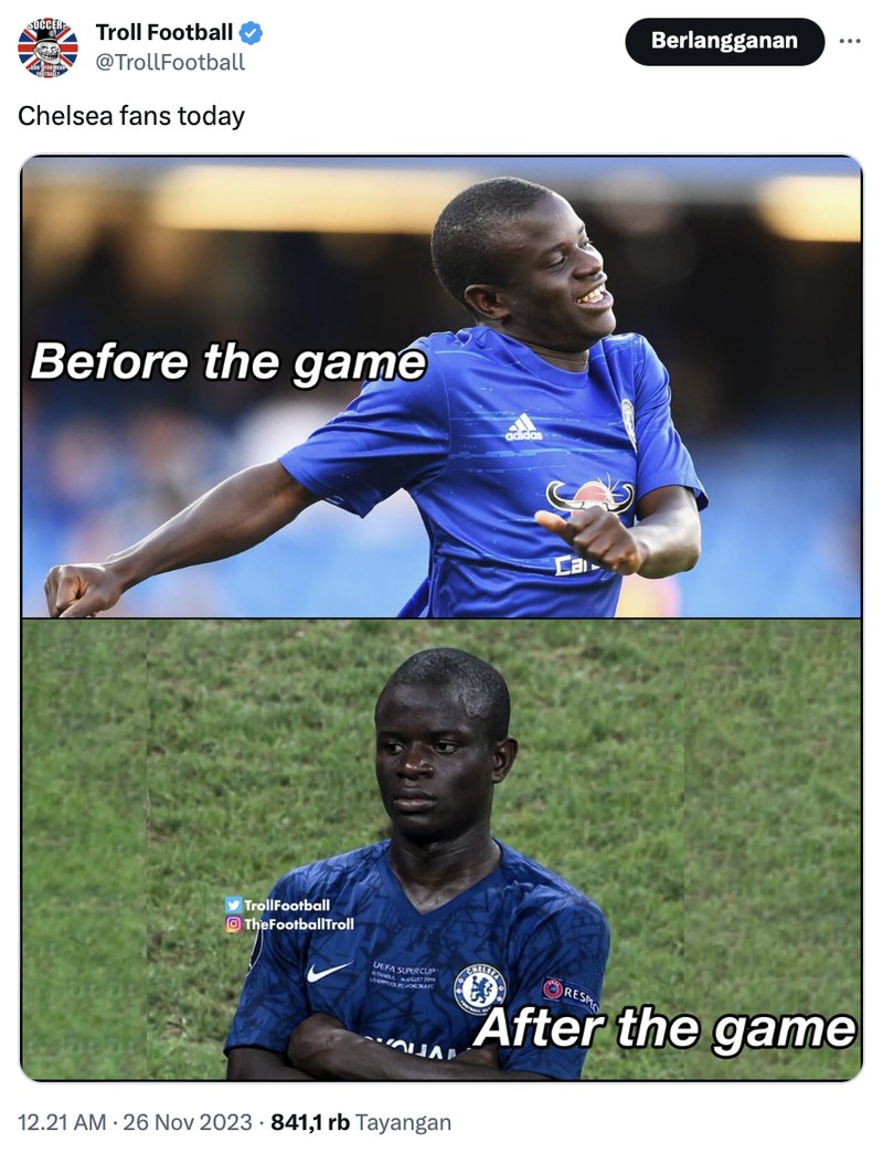 Meme Chelsea dikalahkan Newcastle United dalam laga lanjutan Liga Inggris.