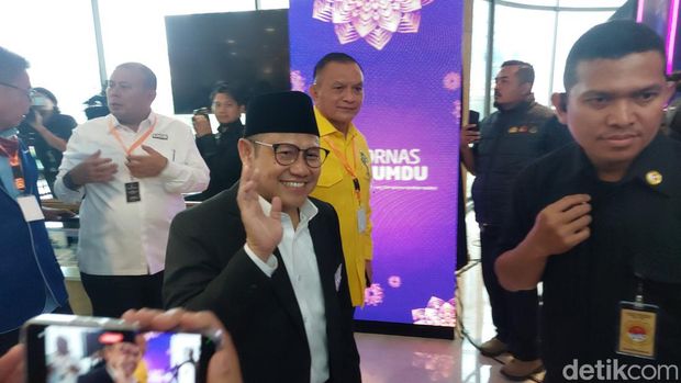 Anies-Cak Imin Hadiri Rakornas Gakkumdu Bawaslu. (Rumondang/detikcom)