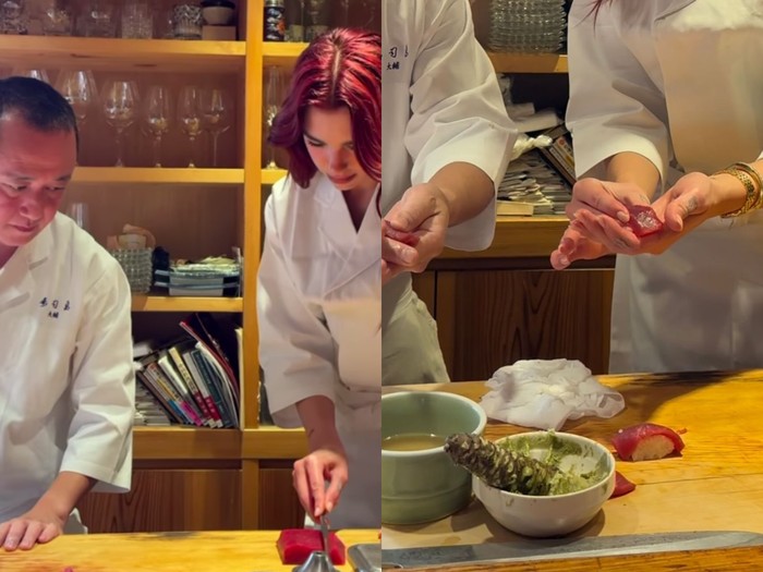 Dua Lipa belajar bikin sushi di Jepang