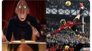 Meme gol spektakuler Garnacho langsung bikin ingat gol Rooney. Foto: X