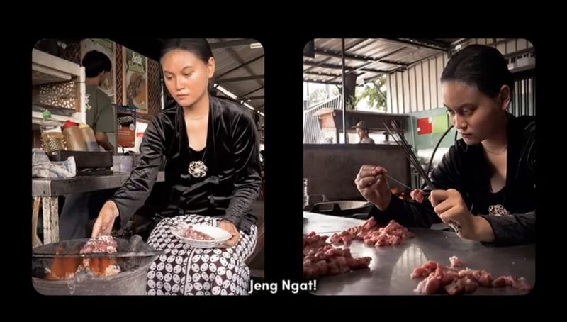 Parodi Gadis Kretek jadi 'Gadis Klathak'. Konten ini dibuat bakul sate di Jogja untuk menggaet pembeli dari gen Z.