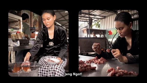 Parodi Gadis Kretek jadi 'Gadis Klathak'. Konten ini dibuat bakul sate di Jogja untuk menggaet pembeli dari gen Z.