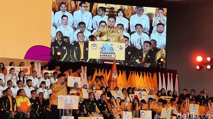 Penutupan Muspinas II dan malam puncak HUT ke-66 Kosgoro 1957 di Hotel Merlin Park, Jakarta, Senin (27/11/2023). (Annisa Aulia R/detikcom)