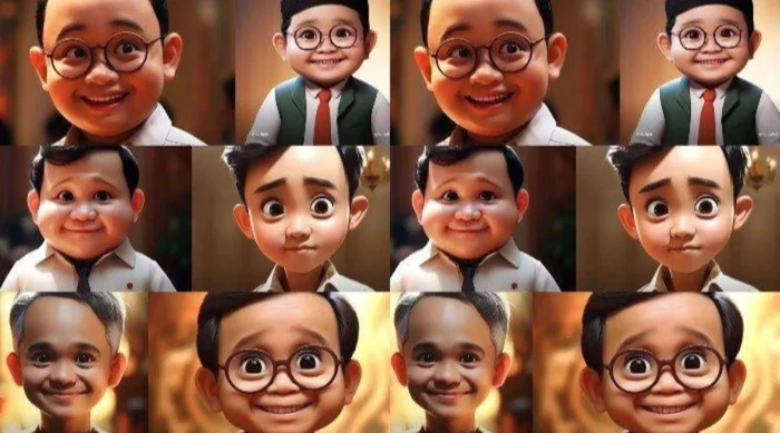 Potret para capres dan capawapres kecil versi AI