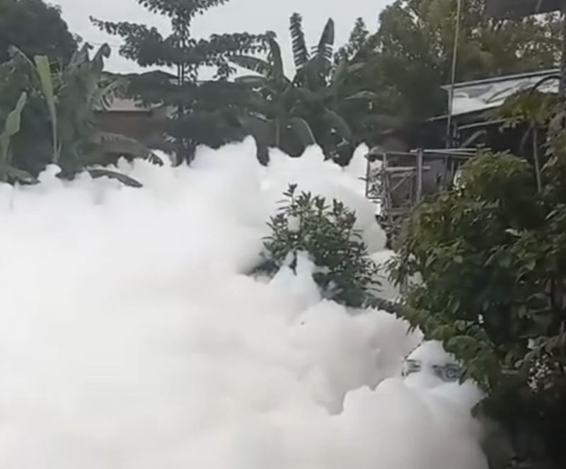 Busa di Kali Baru, Cimanggis, Depok, viral di jejaring media sosial pada 28 November 2023.. (Dok Istimewa)