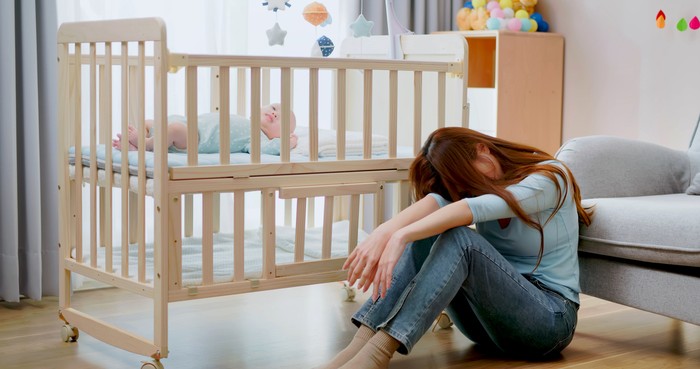 Ilustrasi ibu baru stres