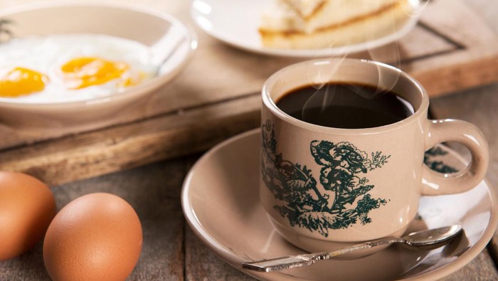 Ilustrasi Roti dan Kopi di Kopitiam
