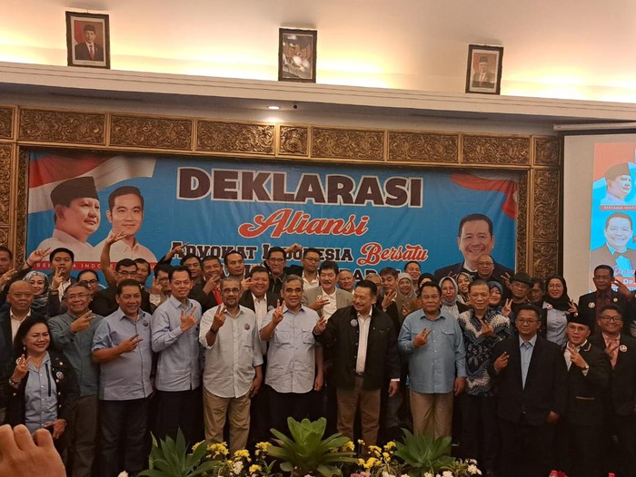 AAIB Jabar deklarasi dukung Prabowo-Gibran di Pilpres 2024. Deklarasi dipimpin Ketua AAIB, Otto Hasibuan.