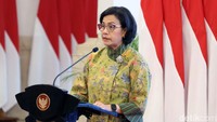 Menkeu Sri Mulyani turut memberikan pejelasan saat penyerahan Daftar Isian Pelaksanaan Anggaran (DIPA) kepada kementerian dan lembaga.  