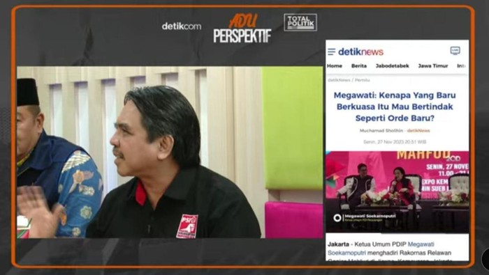 Politisi PSI Ade Armando dalam acara Adu Perspektif detikcom (tangkapan layar).
