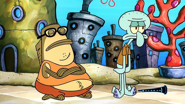 Cuplikan adegan di serial animasi SpongeBob SquarePants.