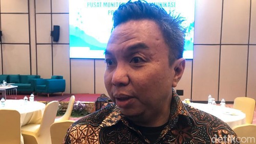 Ketua Tim Pusat Monitoring Telekomunikasi Kementerian Komunikasi dan Informasi Indra Apriadi di hotel Aryaduta, Kamis (30/11/2023). (Aryo Mahendro/detikBali)