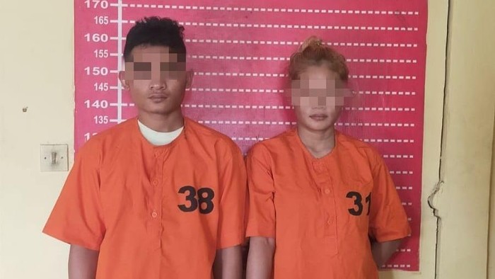 Pasangan kekasih yang membawa kabur motor warga di Sergai. (Foto: Dok. Polres Sergai).