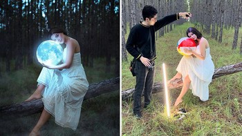 Rahasia membuat foto memeluk bulan. Foto: Boredpanda