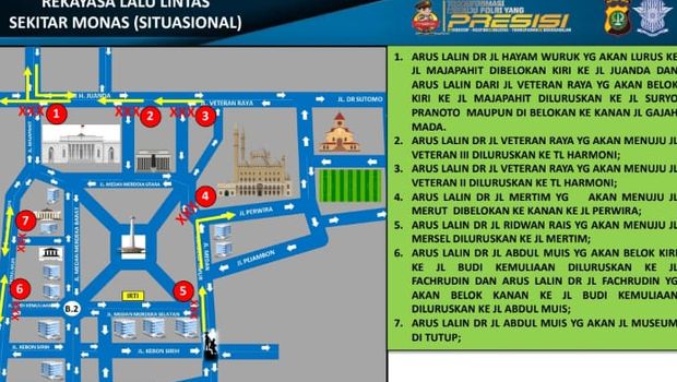 Rekayasa lalu lintas sekitar Monas saat Munajat 212 digelar Sabtu 2 Desember 2023 dini hari.