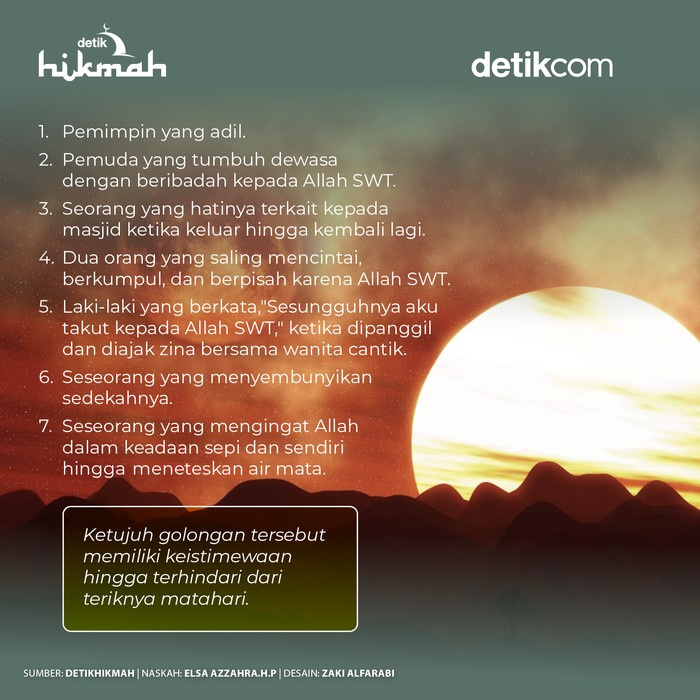 7 Orang yang Terlindungi dari Terik Matahari di Hari Kiamat 7 Orang yang Terlindungi dari Terik Matahari di Hari Kiamat