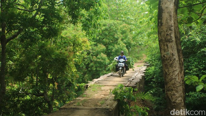 Suasana perlintasan jembatan bekas rel kereta api di Desa Guyangan Kecamatan Winong, Pati, Sabtu (2/12/2023).