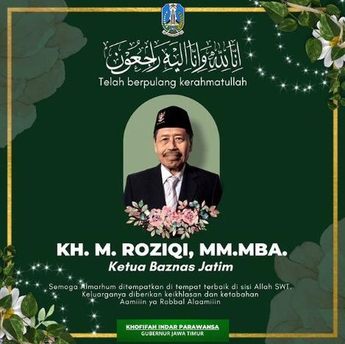Ketua BAZNAS Jatim KH M Roziqi meninggal dunia