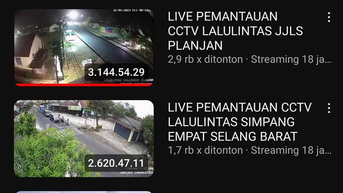 Tangkapan layar dari Diskominfo Gunungkidul, memperlihatkan CCTV tidak bisa diakses karena luring (offline) pada Sabtu (2/12/2023) pukul 15.10 WIB,