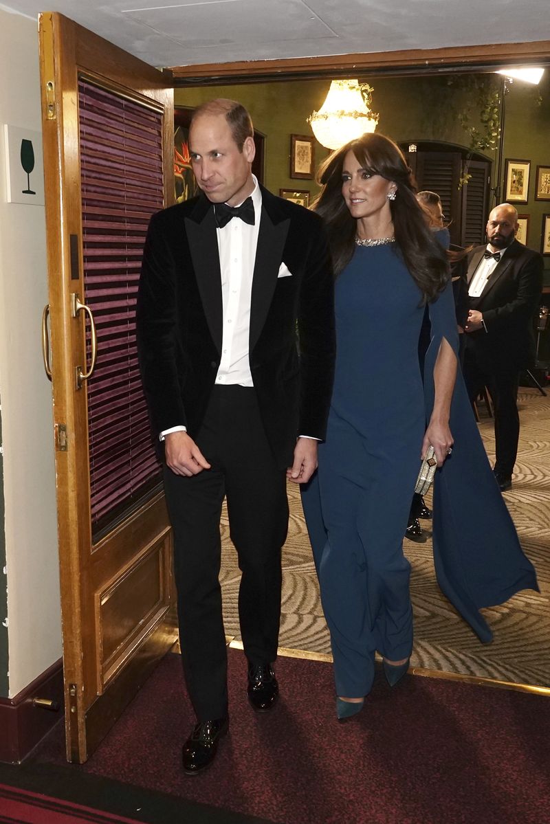 Britain's Prince William and Kate, the Prince and Princess of Wales, attend the Royal Variety Performance at the Royal Albert Hall, in London, Thursday, Nov. 30, 2023. (Aaron Chown/Pool Photo via AP)