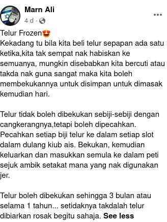 telur beku tuai kritik pedas