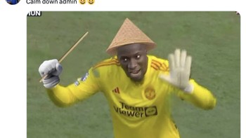 Meme Onana kalau sering kegolan. Foto: X