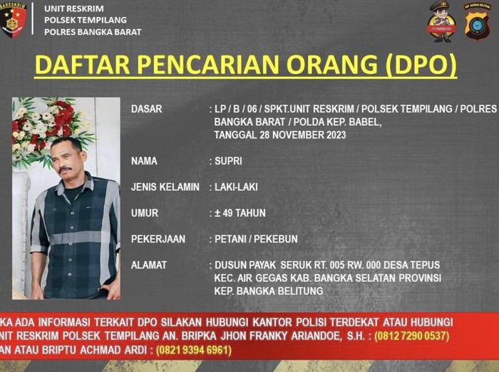 Supri yang aniaya istrinya Nurlaela hingga buta menjadi DPO polisi