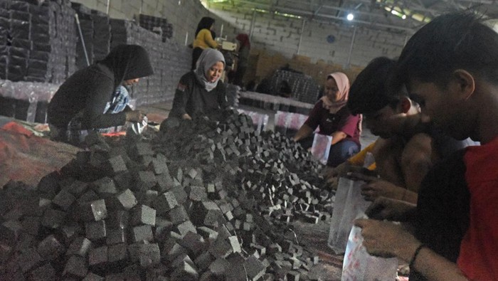 Mantul! Arang Batok Buatan Serang Diekspor ke Arab Saudi Pekerja menggiling arang batok kelapa untuk diekspor ke Arab Saudi di sentra pembuatan arang PT Harapan Agri Santosa (HAS) di Cigoong, Walantaka, Serang, Banten, Senin (4/12/2023). Menurut pengelola usaha, pihaknya mendapat order untuk mengekspor arang batok kelapa ke Arab Saudi sebanyak 41 ton per bulan untuk keperluan restoran, hotel, penghangat ruangan dan kegunaan lainnya. ANTARA FOTO/Asep Fathulrahman/aww.