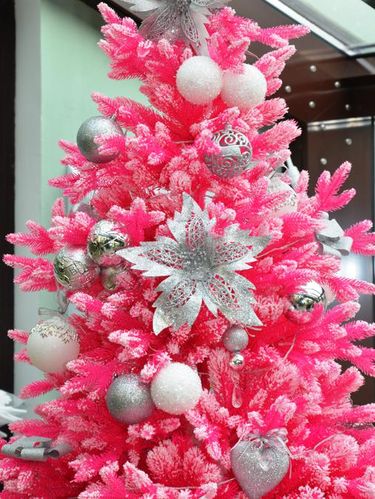 Flocked Christmas Tree with multi colors.