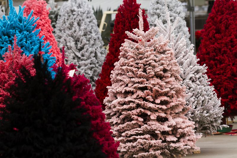 Flocked Christmas Tree with multi colors.