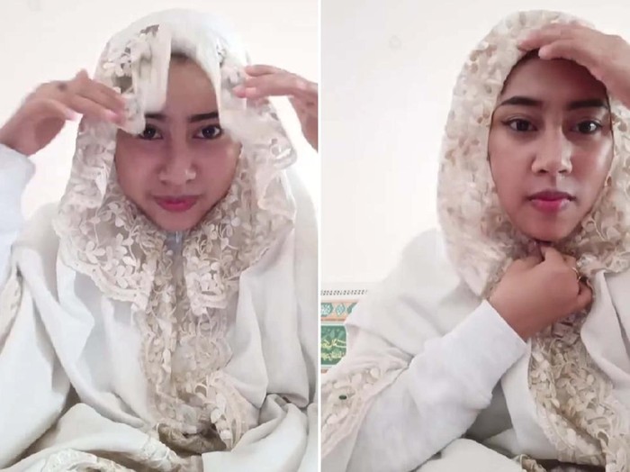 Wanita ini mengunggah video saat memakai mukena bikin bingung, viral di TikTok