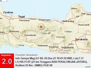 Gempa Darat M 2 di Pekalongan Malam Ini