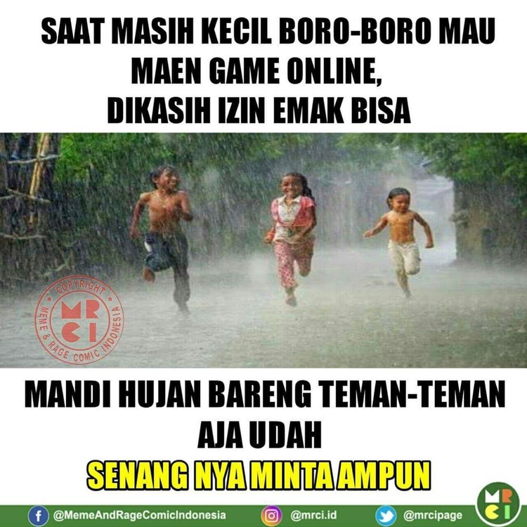 Meme Hujan Suasana saat hujan memang menyenangkan dan menenangkan. Siapa nih yang paling suka saat hujan turun?