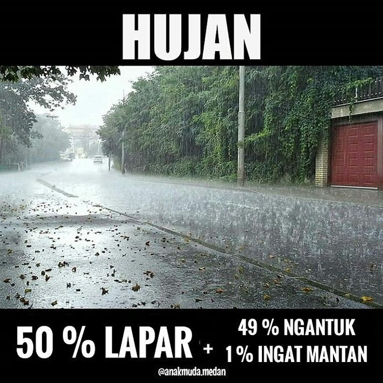 Meme Hujan Suasana saat hujan memang menyenangkan dan menenangkan. Siapa nih yang paling suka saat hujan turun?