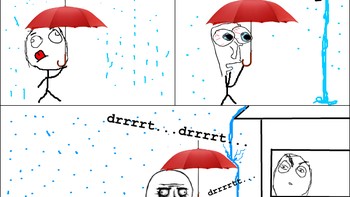 Keisengan masa kecil setiap hujan turun. Foto: Facebook/MemeAndRageComicIndonesia