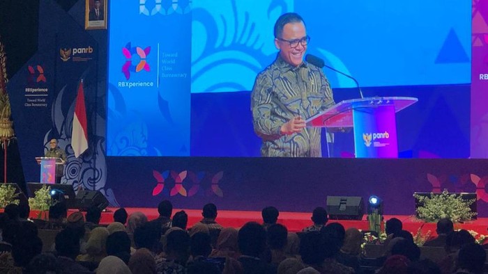 Menteri Pendayagunaan Aparatur Negara dan Reformasi Birokrasi (PANRB) Abdullah Azwar Anas saat pidato pembukaan acara RBXperience