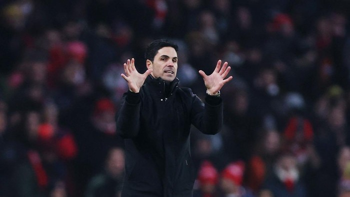 Soccer Football - Premier League - Arsenal v Wolverhampton Wanderers - Emirates Stadium, London, Britain - December 2, 2023 Arsenal manager Mikel Arteta REUTERS/Hannah Mckay NO USE WITH UNAUTHORIZED AUDIO, VIDEO, DATA, FIXTURE LISTS, CLUB/LEAGUE LOGOS OR LIVE SERVICES. ONLINE IN-MATCH USE LIMITED TO 45 IMAGES, NO VIDEO EMULATION. NO USE IN BETTING, GAMES OR SINGLE CLUB/LEAGUE/PLAYER PUBLICATIONS.