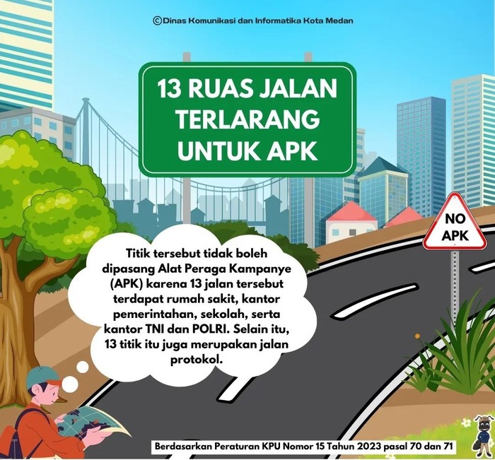 13 ruas jalan di Medan dilarang dipasang alat peraga kampanye (Dok Instagram @pemko.medan)