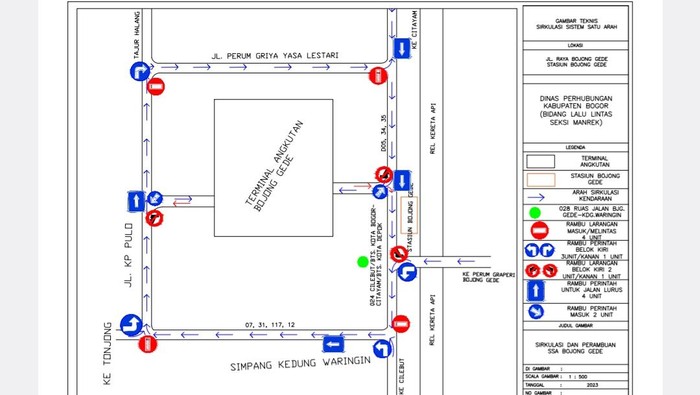 Kadishub Kabupaten Bogor, Agus Ridho mengatakan rekayasa sistem satu arah dilakukan untuk mengurai kemacetan di sekitar Stasiun Bojonggede, Bogor.