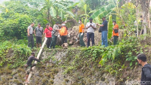 Proses evakuasi mayat bayi yang diseret biawak di Denpasar, Bali.