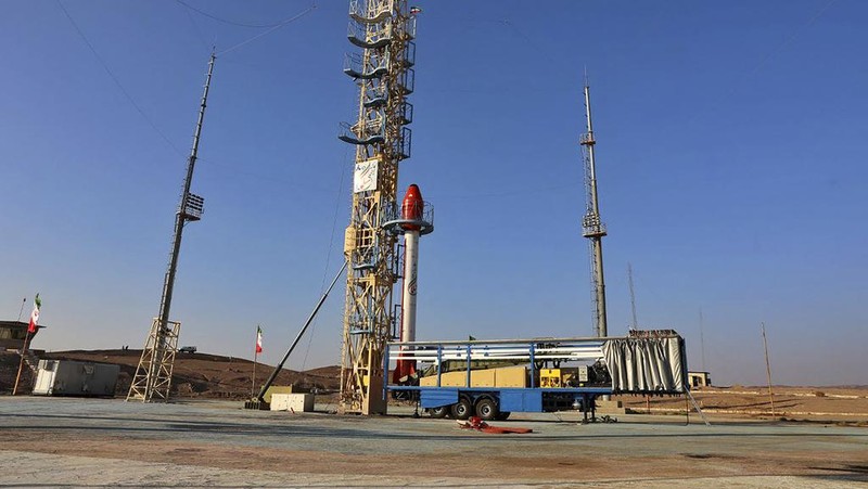 This photo released by the Iranian Defense Ministry on Wednesday, Dec. 6, 2023, claims to show a rocket with a capsule carrying animals is launched from an undisclosed location into orbit, Iran. Iran said Wednesday it sent a capsule into orbit carrying animals as it prepares for human missions in coming years. (Iranian Defense Ministry via AP)