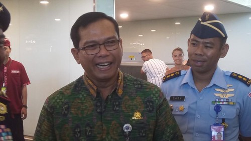 Kepala Otoritas Bandara Wilayah IV Kementerian Perhubungan Agustinus Budi Hartono di Bandara I Gusti Ngurah Rai, Kamis (7/12/2023).
