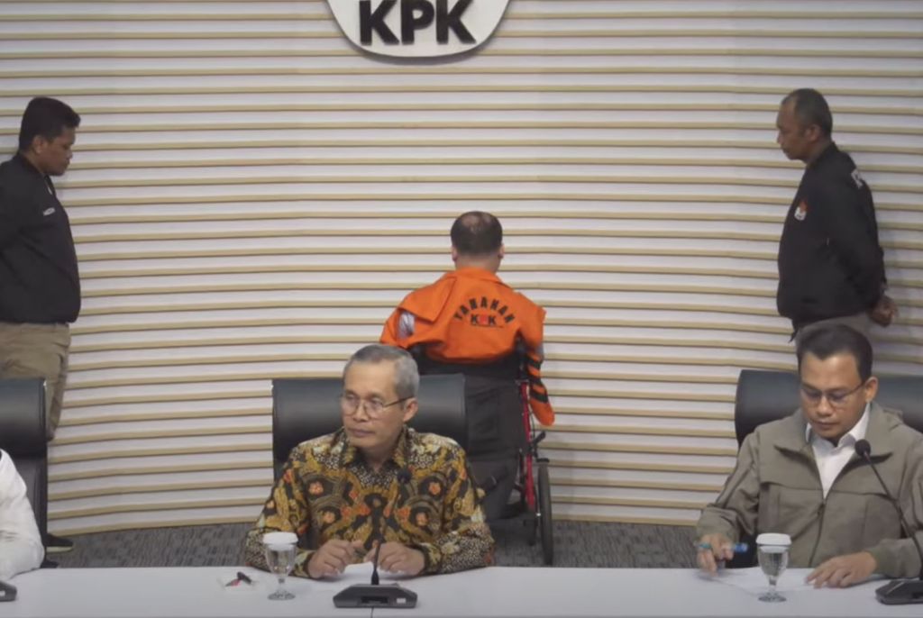 Konferensi pers dugaan tindak pidana korupsi di Kemenkumham. (YouTube/KPK)