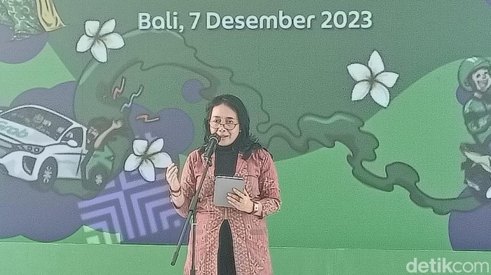 Menteri Pemberdayaan Perempuan dan Perlindungan Anak (PPPA), I Gusti Ayu Bintang Darmawati saat ditemui di Badung, Bali pada Kamis (7/12/2023). (Ni Made Lastri Karsiani Putri-detikBali)