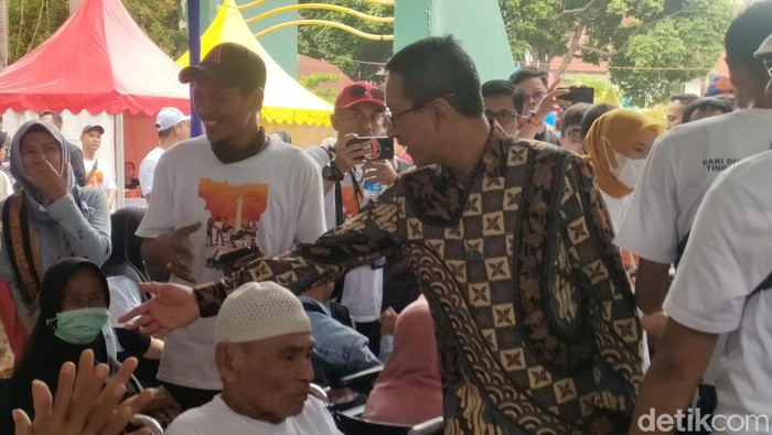 Penjabat (Pj) Gubernur DKI Jakarta Heru Budi menghadiri acara Hari Disabilitas Internasional di Dunia Fantasi, Ancol, Jakarta Utara. (Dwi/detikcom)